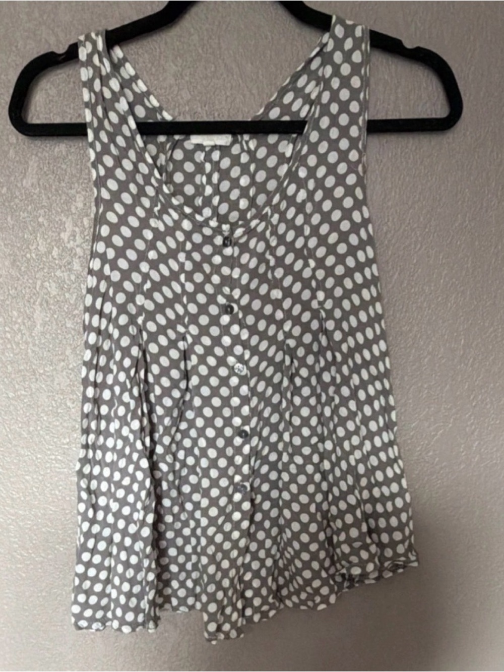 Gray Polka Dot Button-Front Tank Top